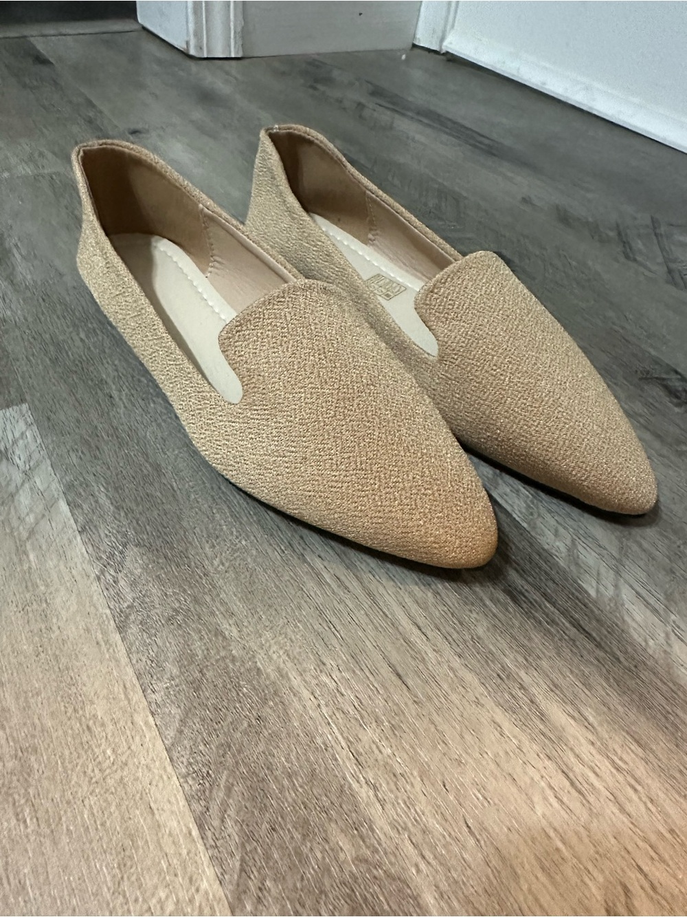 Women's Pointed Toe Loafers in Beige